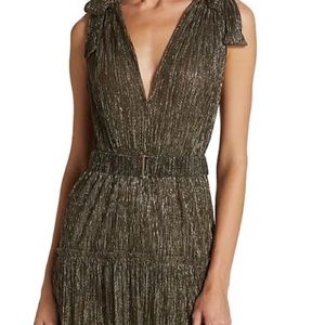 SABINA MUSAYEV Helena Metallic Pleated Mindi-Dress